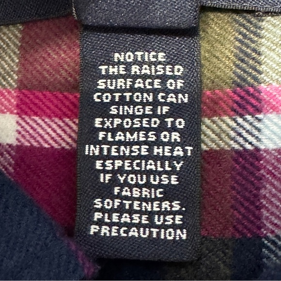 Lands’ End XXL Plaid Flannel Shirt – Navy Pink Olive 100% Cotton - Picture 4 of 9